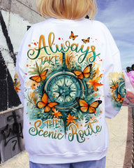 Maxcorners Always Take The Scenic Route Compass All Over Print LM2101