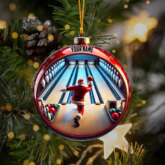 Maxcorners Bowling Santa Decor Christmas Ornament, Personalized Ornament 2D Flat LM2211