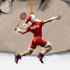 Maxcorners Santa Badminton Christmas Ornament, Personalized Ornament 2D Flat LM2211
