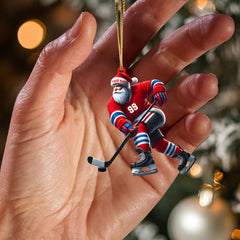 Maxcorners Santa Hockey Christmas Ornament, Personalized Ornament 2D Flat LM2211