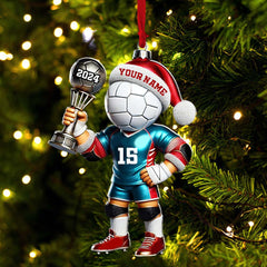 Maxcorners Custom Name, Number and Year Handball Champion Ornament, Christmas Gift for Handball Lover 2D Flat LM2111