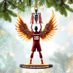 Maxcorners Custom Name and Number Football Champion Memorial Ornament, Christmas Gift 2D Flat LM2111