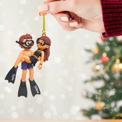Maxcorners Diving Couple Christmas Home Decor, Christmas Ornament, Personalized Ornament 2D Flat LM2111
