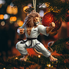 Maxcorners Lion Karate Christmas Ornament, Personalized Ornament 2D Flat LM2211