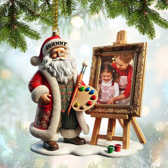 Maxcorners Custom Name and Photo Santa Ornament, Christmas Gift for Family 2D Flat LM2111