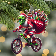 Maxcorners Custom Name Santa Bicycle Ornament, Christmas Gift Decoration 2D Flat LM2111