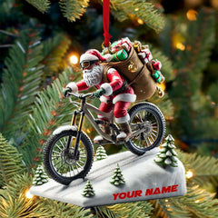 Maxcorners Santa Bike Ornament, Personalized Ornament 2D Flat LM2211