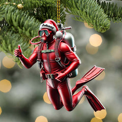 Maxcorners Custom Name Scuba Diving Ornament, Christmas Gift Decoration 2D Flat LM2111