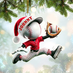 Maxcorners Custom Name Baseball Ornament, Christmas Gift for Baseball Lover52 2D Flat LM2111