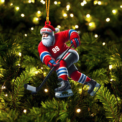 Maxcorners Santa Hockey Christmas Ornament, Personalized Ornament 2D Flat LM2211