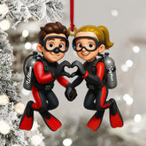 Maxcorners Diving Couple Home Decor, Christmas Ornament, Personalized Ornament 9 2D Flat LM2111