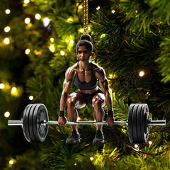 Maxcorners Custom Name Woman Gym Work Out Santa Ornament, Gymnastics Christmas Gift89 2D Flat LM2111