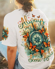 Maxcorners Always Take The Scenic Route Compass All Over Print LM2101