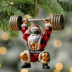 Maxcorners Custom Name Gym Work Out Santa Ornament, Gymnastics Christmas Gift4 2D Flat LM2211