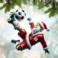 Maxcorners Custom Number Soccer Santa Ornament, Soccer Christmas Gifts 2D Flat LM2211