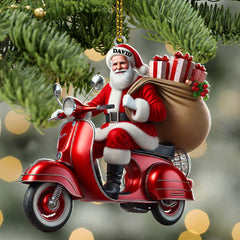Maxcorners Custom Name Santa Ornament, MotoBike Ornament, Christmas Gift Decoration 2D Flat LM2111