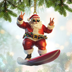 Maxcorners Custom Name Santa Surfing Ornament, Santa Christmas Gift5 2D Flat LM2111