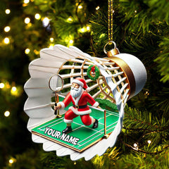 Maxcorners Custom Name Badminton Ornament, Christmas Gift for Badminton Lover 2D Flat LM2111