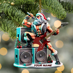 Maxcorners Custom Name Santa Rock Ornament, Music Lover Christmas Gift 2D Flat LM2111