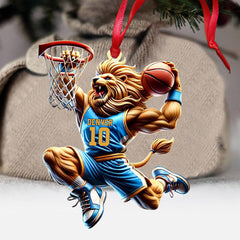 Maxcorners Lion Basketball Christmas Ornament, Personalized Ornament 2D Flat LM2211
