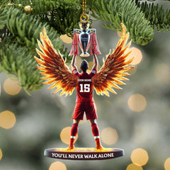 Maxcorners Custom Name and Number Football Champion Memorial Ornament, Christmas Gift 2D Flat LM2111