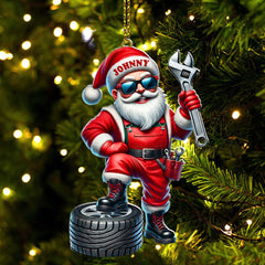 Maxcorners Custom Name Mechanic Santa Ornament, Mechanic Christmas Gift5 2D Flat LM2111