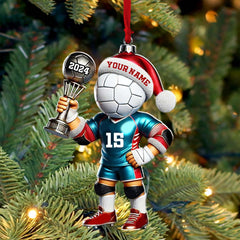 Maxcorners Custom Name, Number and Year Handball Champion Ornament, Christmas Gift for Handball Lover 2D Flat LM2111