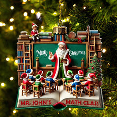 Maxcorners Custom Name Teacher Ornament, Teacher Christmas Decoration 2D Flat LM2111