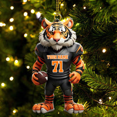 Maxcorners Custom Name Rugby Football Tiger Ornament, Rugby Football Lover Christmas Gift 2D Flat LM2111