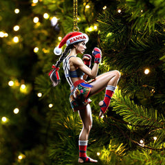 Maxcorners Custom Name Muay Thai Woman Ornament, Muay Thai Christmas Gift 2D Flat LM2111
