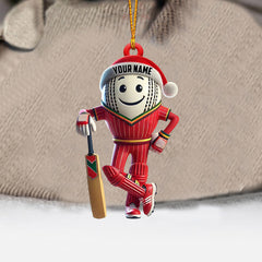 Maxcorners Cricket Ball Player Christmas Ornament, Personalized Ornament 2D Flat LM2211