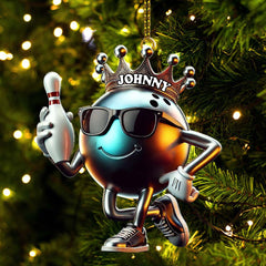 Maxcorners Custom Name Bowling Christmas Ornament, Bowling Lover Christmas Gift4 2D Flat LM2111