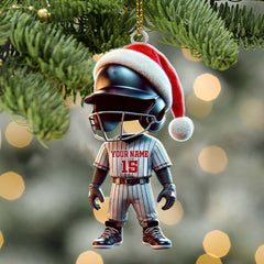 Maxcorners Custom Name and Number Baseball Ornament, Baseball Lover Christmas Gift52 2D Flat LM2111