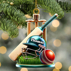 Maxcorners Custom Name Cricket Ball Ornament, Cricket Ball Lover Christmas Gift10 2D Flat LM2211