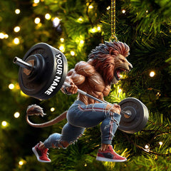 Maxcorners Custom Name Gym Work Out Santa Ornament, Gymnastics Christmas Gift1 2D Flat LM2111