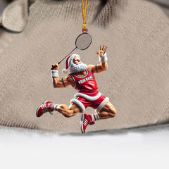 Maxcorners Santa Plays Badminton Christmas Ornament, Personalized Ornament 2D Flat LM2211