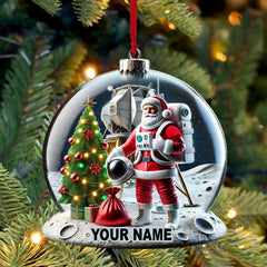 Maxcorners Custom Name Santa Astronaut Ornament, Astronaut Christmas Decoration 2D Flat LM2111