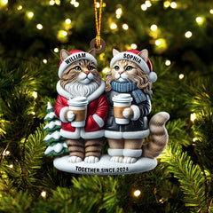 Maxcorners Couple Cats Home Decor Christmas Ornament, Personalized Ornament 2D Flat LM2211