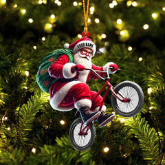 Maxcorners Santa Rides A Bike Christmas Ornament, Personalized Ornament 2D Flat LM2211