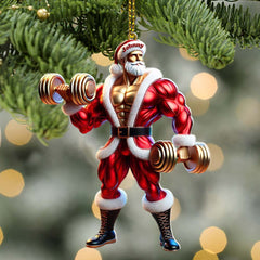 Maxcorners Custom Name Gym Work Out Santa Ornament, Gymnastics Christmas Gift87 2D Flat LM2211