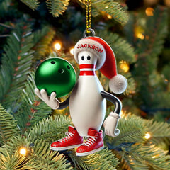 Maxcorners Custom Name Bowling Christmas Ornament, Bowling Lover Christmas Gift5 2D Flat LM2111