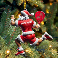 Maxcorners Custom Name Padel Santa Ornament, Christmas Gift for Padel Lover 2D Flat LM2111