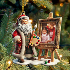 Maxcorners Custom Name and Photo Santa Ornament, Christmas Gift for Family 2D Flat LM2111