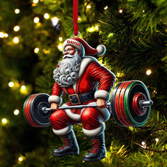 Maxcorners Custom Name Gym Work Out Santa Ornament, Gymnastics Christmas Gift8 2D Flat LM2211