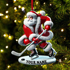 Maxcorners Custom Name Hockey Santa Ornament, Hockey Lover Christmas Gift 2D Flat LM2211