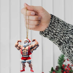 Maxcorners Custom Name Gym Work Out Santa Ornament, Gymnastics Christmas Gift 2D Flat LM2111