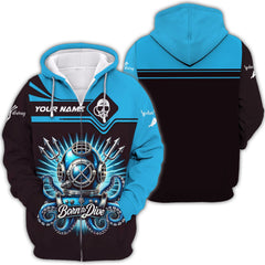 Maxcorners Born To Dive Custom Name 3D Shirt Scuba Diving Personalized Gift For Diver Lovers LM2111