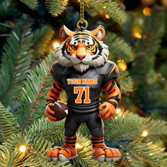 Maxcorners Custom Name Rugby Football Tiger Ornament, Rugby Football Lover Christmas Gift 2D Flat LM2111