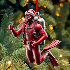 Maxcorners Custom Name Scuba Diving Ornament, Christmas Gift Decoration 2D Flat LM2111