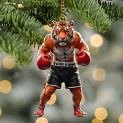Maxcorners Custom Name Tiger Boxing Ornament, Boxing Christmas Gift Decoration 2D Flat LM2111